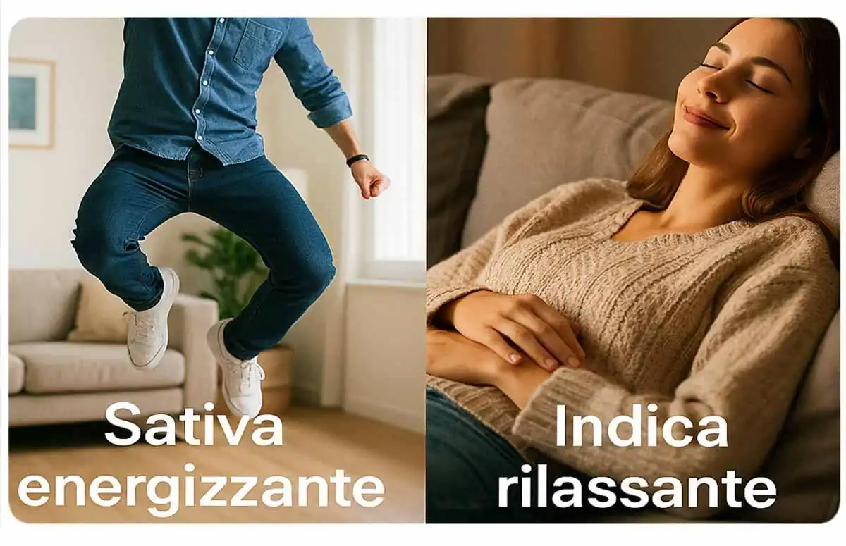 Effetti a confronto: sativa tendenzialmente più attivante, indica più rilassante