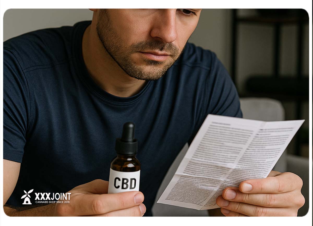 Atleta valuta effetti collaterali leggendo il foglio illustrativo del CBD