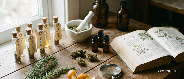 Un’osservazione macro concentra l’attenzione sulle strutture minute associate al tema dei terpeni della cannabis