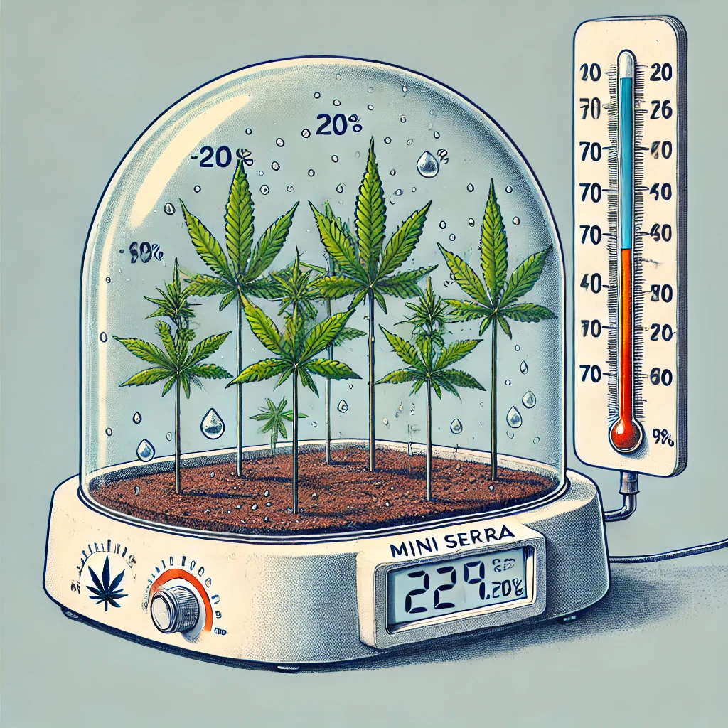 Mini serra per la radicazione delle talee di cannabis