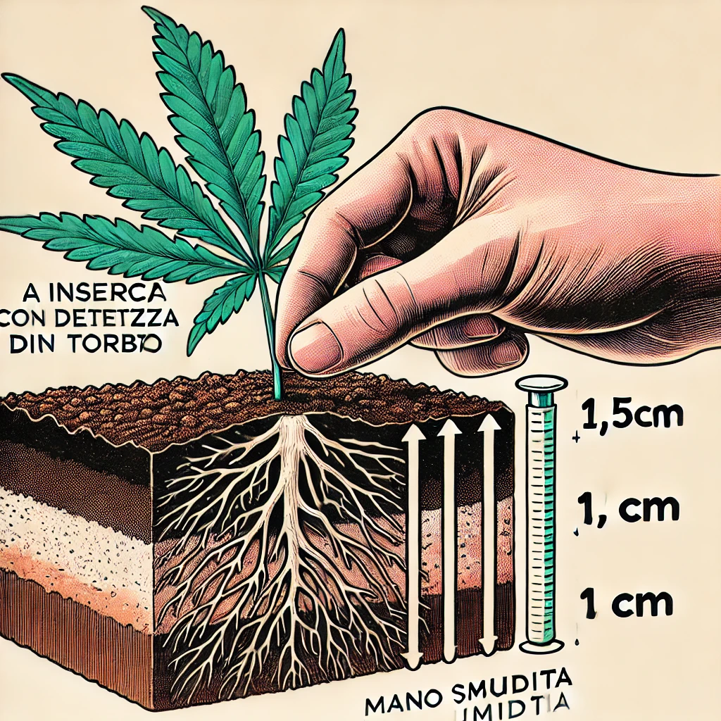 Piantagione della talea nel substrato di torba