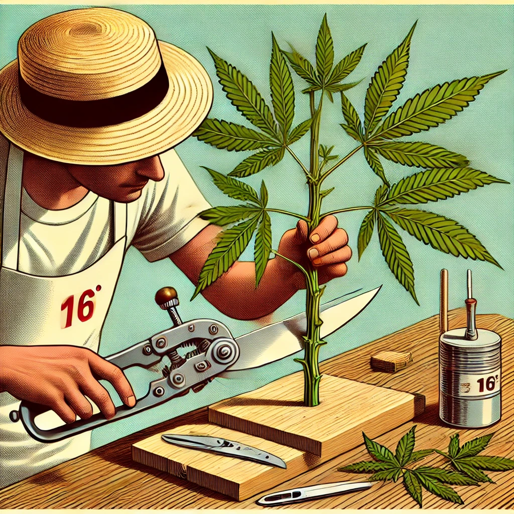 Taglio della talea dalla pianta madre di cannabis